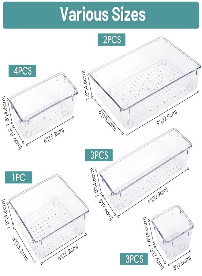 WOWBOX Drawer Organizer Set, Acrylic Drawer Storage Trays, Storage Bins for Makeup, Cosmetics, Jewelries, Utensils, Gadgets, Office (13 pcs Set) - Image 2
